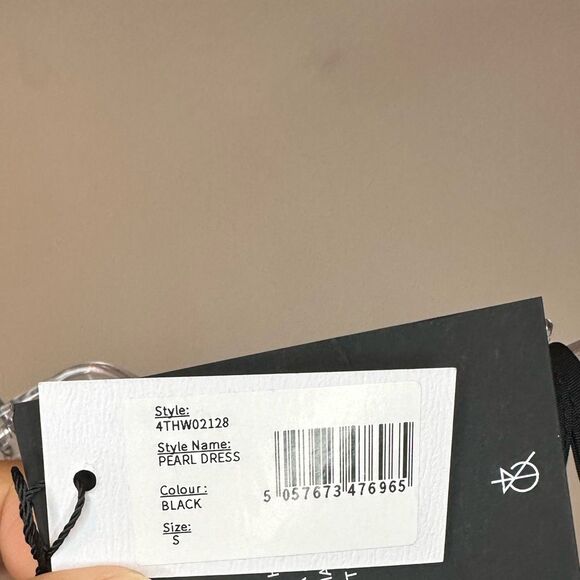 4TH & RECKLESS Pearl Black Tie-Strap Wrap Mini Dress S Dark Romantic Date Night - Picture 7 of 7